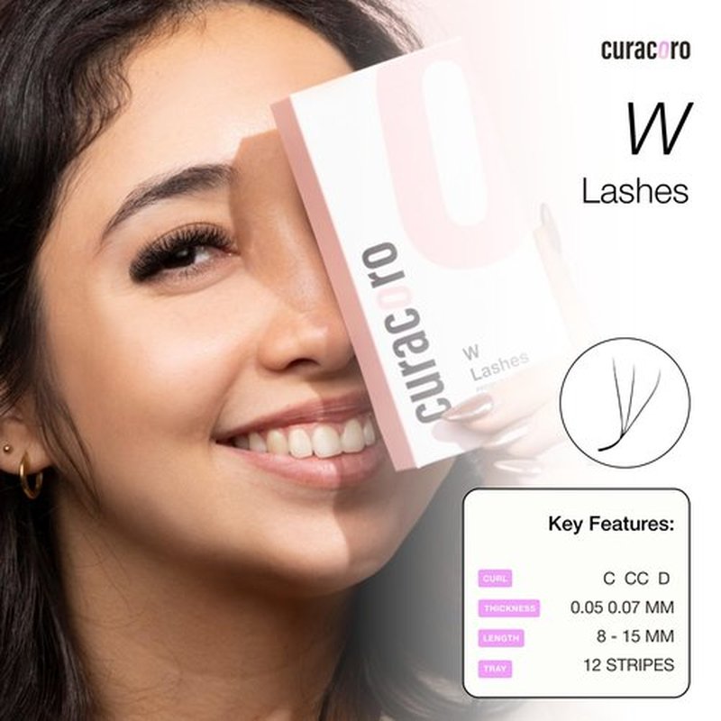 Curacoro W Eyelashes Extensions - 3D Handmade Volume Eyelashes, 0.07 D Curl 11mm Length, Full Fluffy Volume Look, Long Lasting & Easy Application