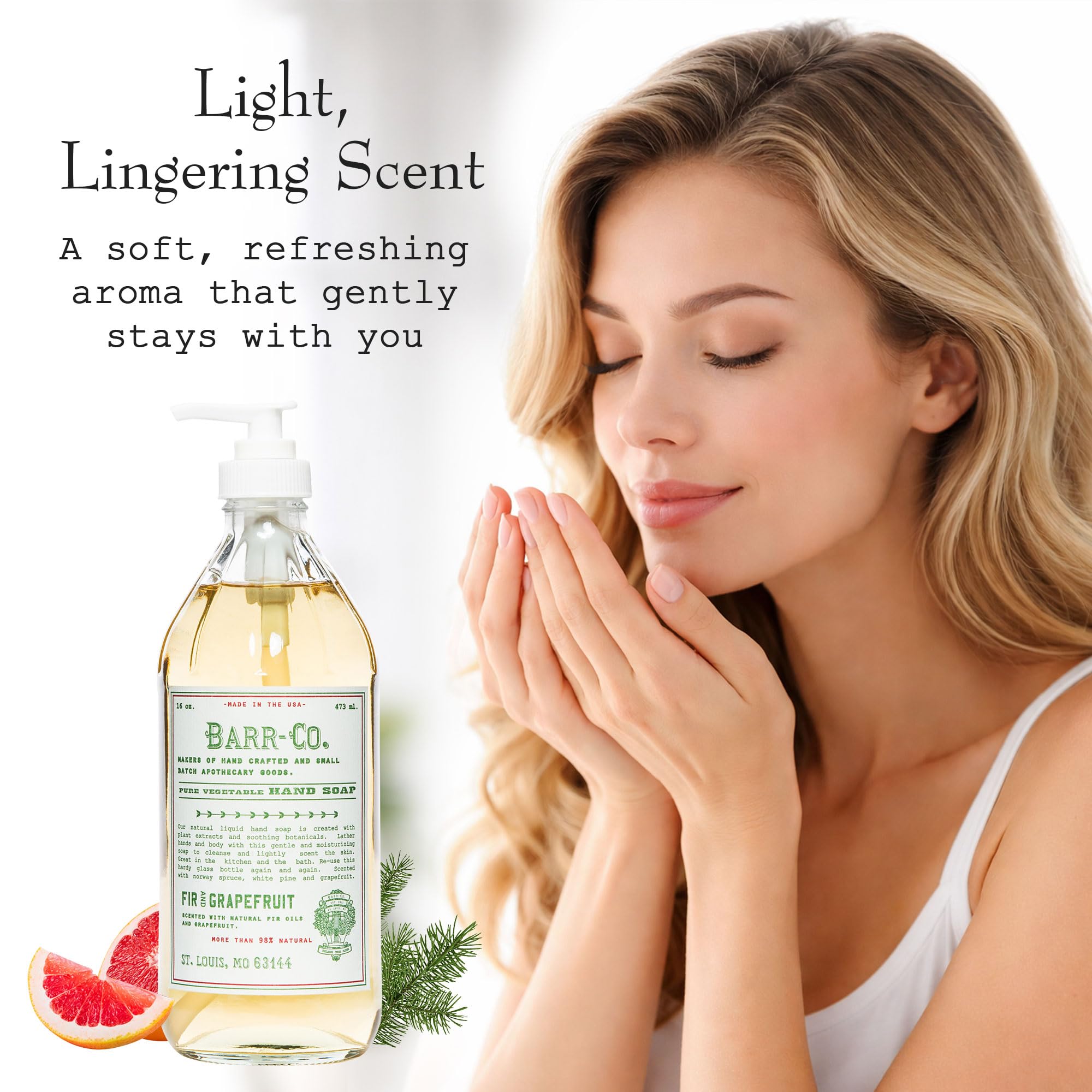 BARR-CO. Reserve Hand Soap, Natural Hand Soap for Kitchen & Bathroom, Vegan Formula, Earthy Tobacco & Cedar Scent 16 fl oz