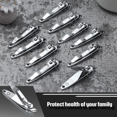 12 Pcs Nail Clippers for Women Slanted Edge Metal Side Cuticle Clippers for Nails Cutting Curved Edge Trimmer Cutter Angled Travel Pedicure Manicure Tool