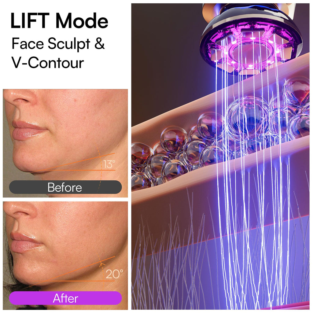 INIA Flare 3-in-1 Microcurrent Facial Device Red Light Therapy for Face and Neck Massager Tool with Heat & Vibration for Skincare Puffiness, Firming, Smoothing