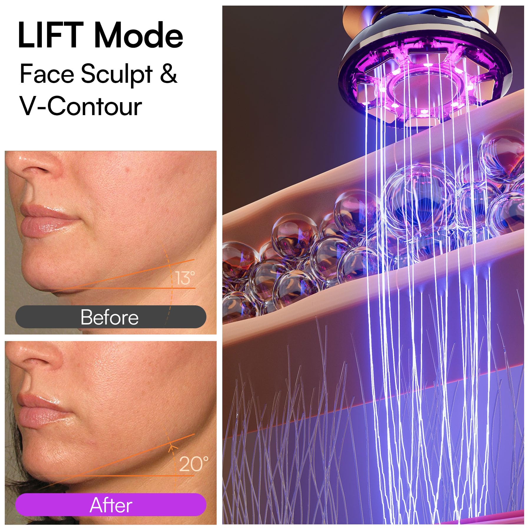 INIA Flare 3-in-1 Microcurrent Facial Device Red Light Therapy for Face and Neck Massager Tool with Heat & Vibration for Skincare Puffiness, Firming, Smoothing