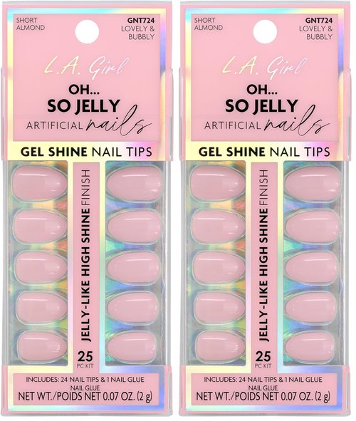 L.A. Girl Oh So Jelly Nail Tips, Lovely & Bubbly GNT724G (Pack of 2)