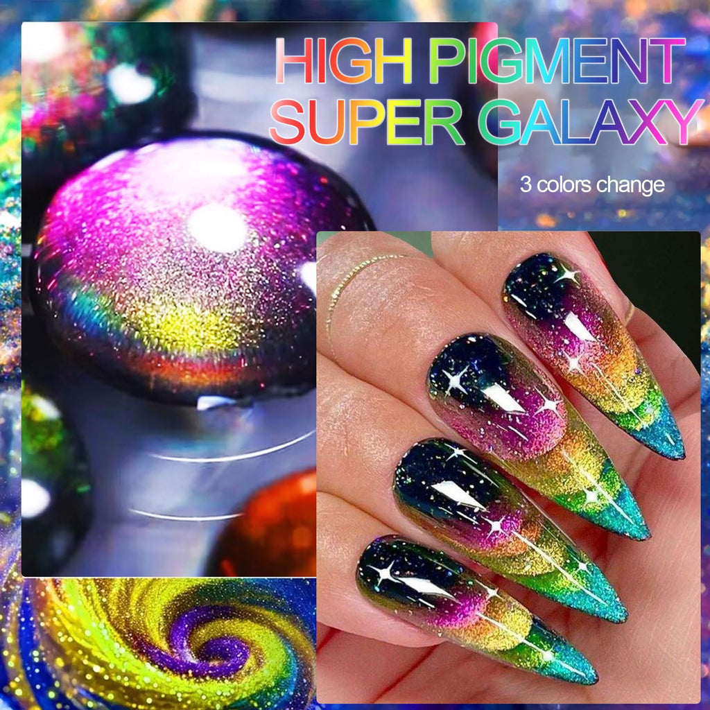 YEPYEPGO 9D Cat Eye Gel Nail Polish Set 8 Colors, Cat Eye Gel Polish with Magnet, Magnetic Cateye Chameleon Galaxy Effects Professional Use for Salon