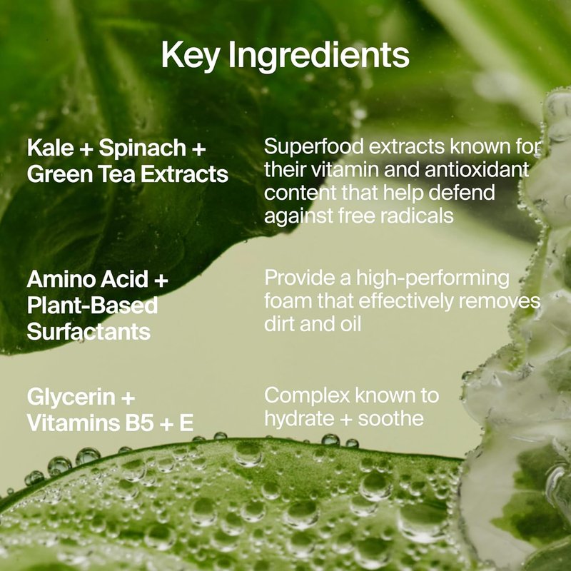 Youth To The People Superfood Facial Cleanser - Gentle Kale & Green Tea Face Wash for Glowing Skin, pH Balanced, Sulfate-Free
