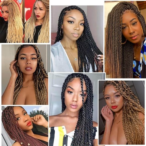 Senegalese Twist Crochet Hair-8 Packs 18 Inch Senegalese Twist Crochet Braids For Women, Black Pre Looped Pretwisted Crochet Braids, Synthetic Crochet Twist Hair (18in,1B#)