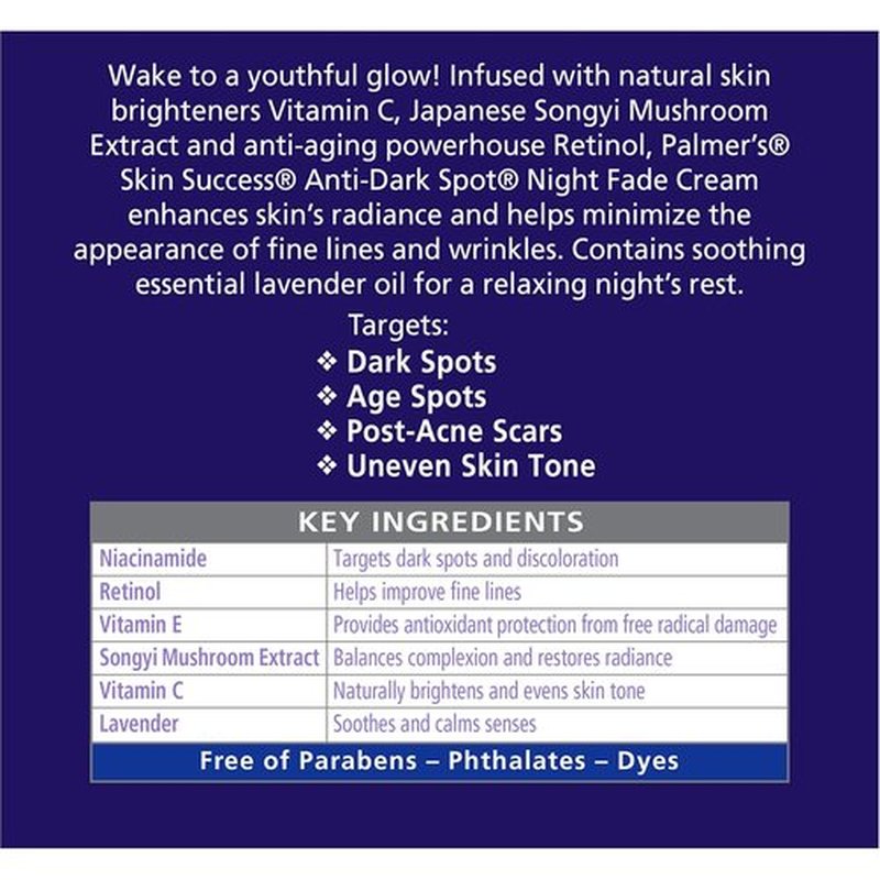 Palmer's Skin Success Nighttime Fade Cream - Anti-Dark Spot Treatment with Retinol & Niacinamide | 2.7 Ounce