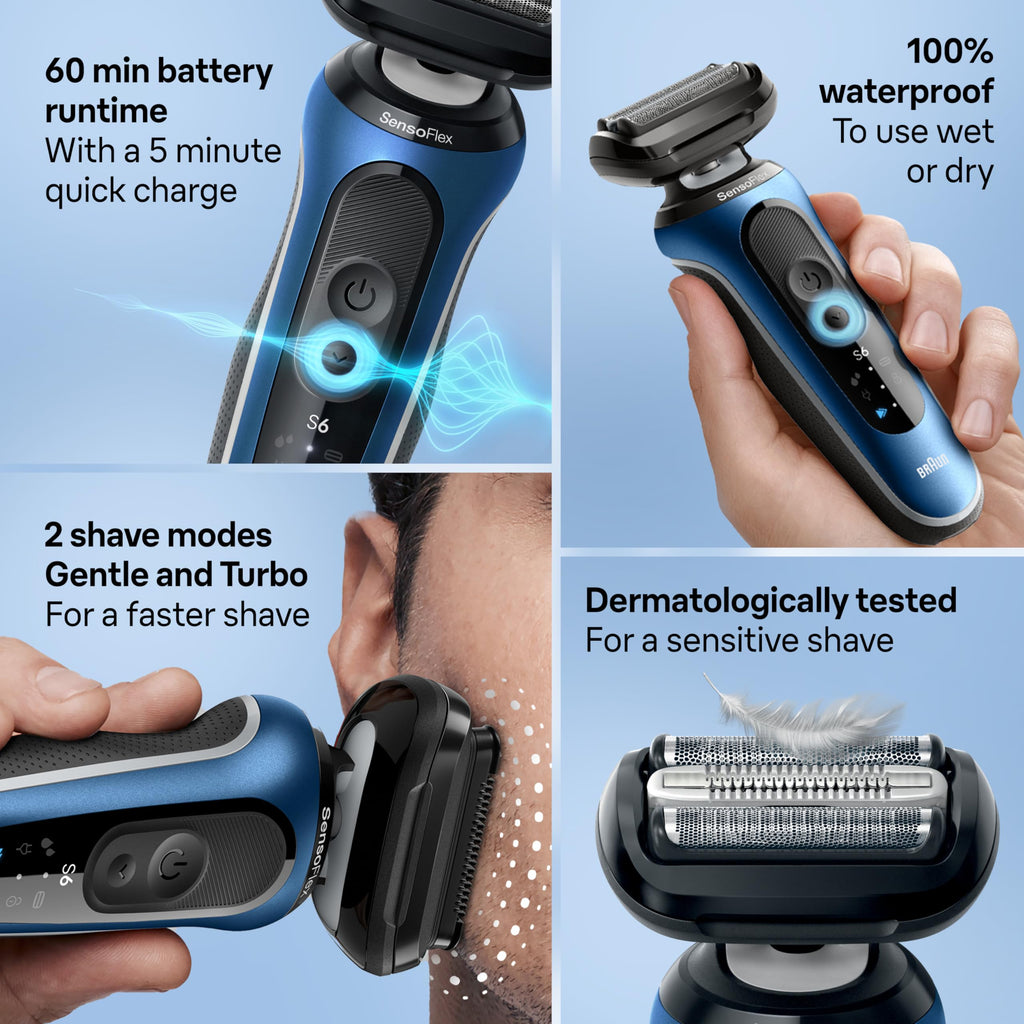 Braun Electric Shaver for Men, Series 6 6172cc, Wet & Dry Shave, Shaving Kit with SmartCare Center and Precision Trimmer