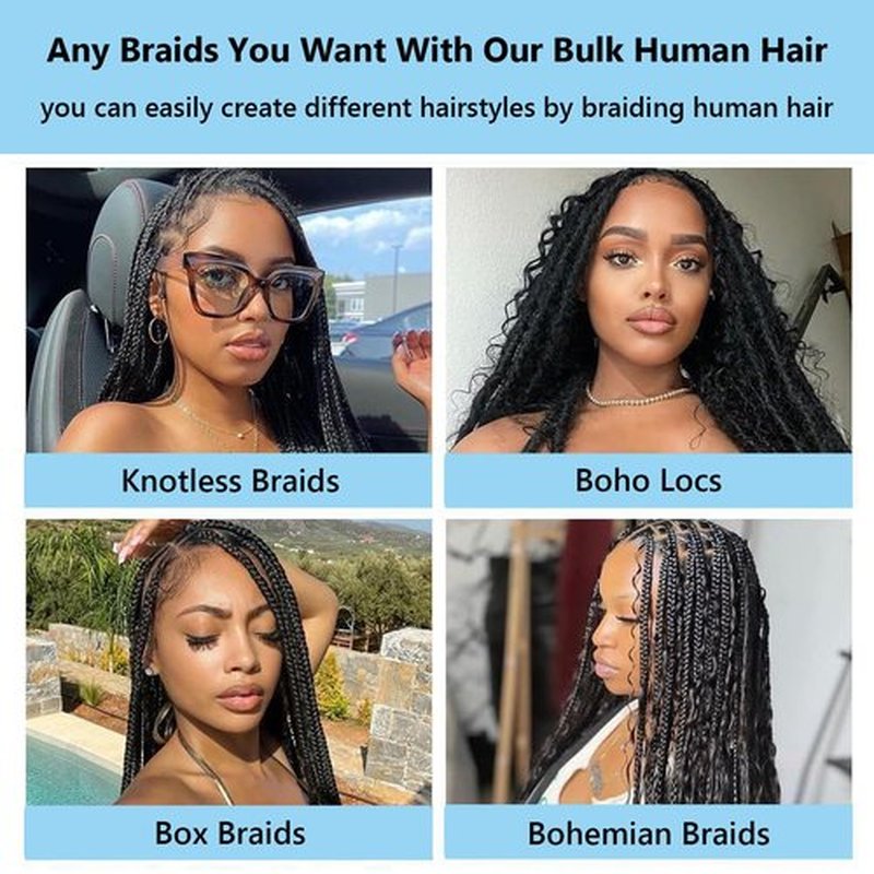 Human Braiding Hair For Boho Braids 110g Jerry Curly Bundles Human Hair 12A Remy Boho Human Hair For Braiding No Weft 2 Bundles/Pack Bulk Boho Hair for Braiding 18 inch Natural Black