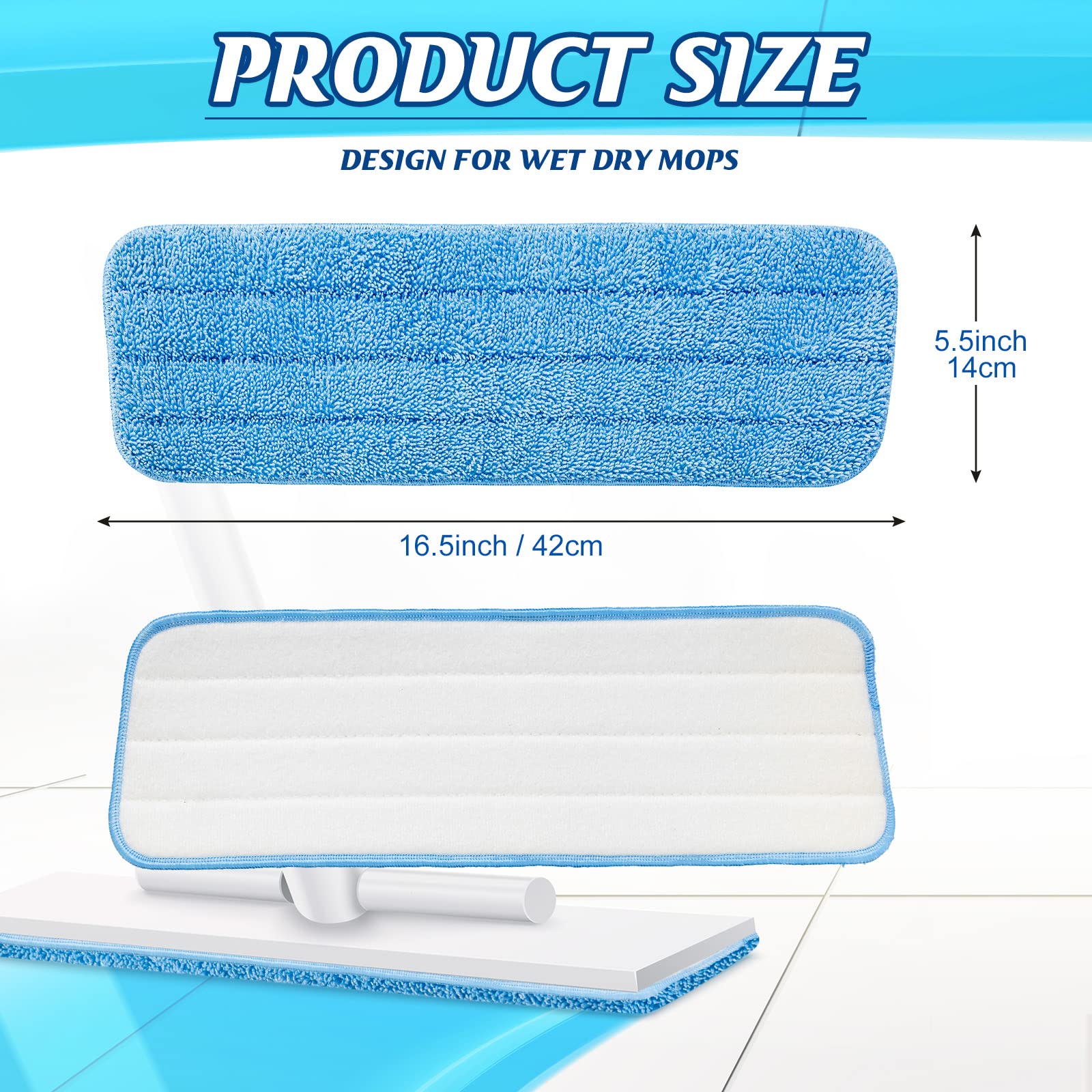 24 Pack Microfiber Mop Pad, Spray Mop Replacement Heads for Wet Dry Mops, Machine Washable Reusable Household Replacement Pads for Hardwood and Hard Surface Floor Cleaning and Scrubbing