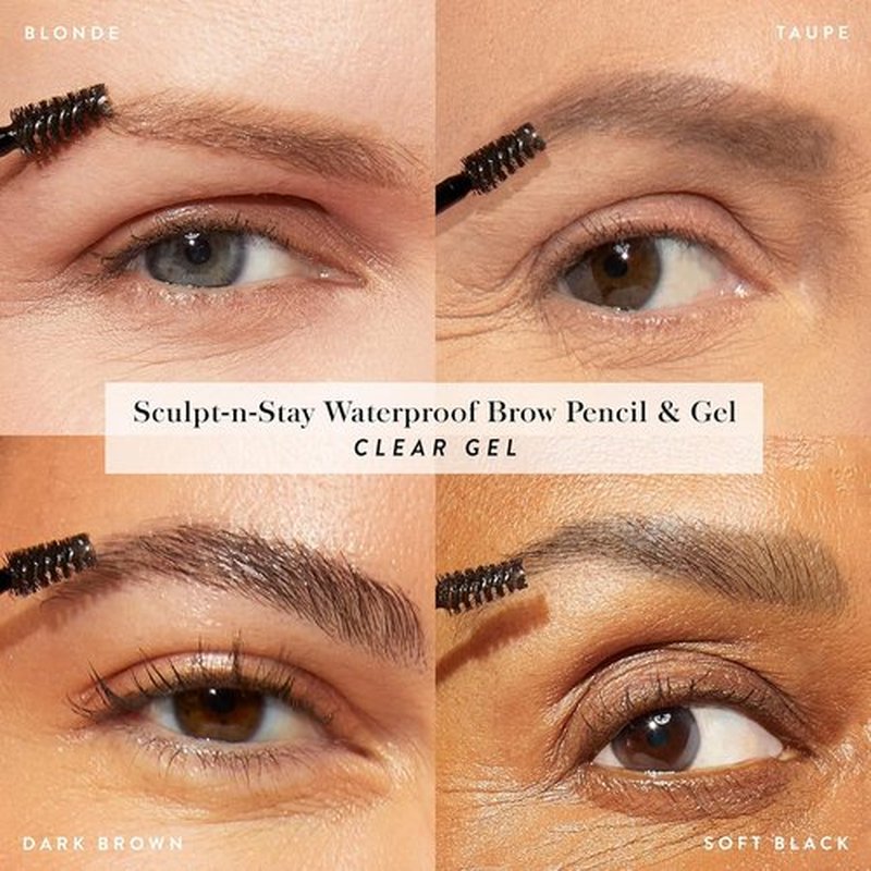 Laura Geller Sculpt-N-Stay 2-in-1 Waterproof Eyebrow Pencil & Gel - Taupe | Defines, Sets & Fills Sparse Brows