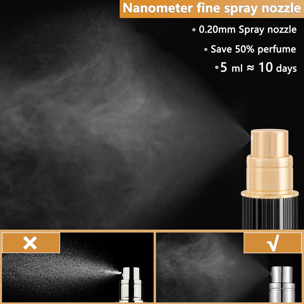ANTOKX Travel Bottle Refillable Perfume Atomizer - 5ML Luxury Leakproof Perfume Atomizer Refillable, Perfume Travel Spray Bottle, Mini Perfume Bottle (Black)