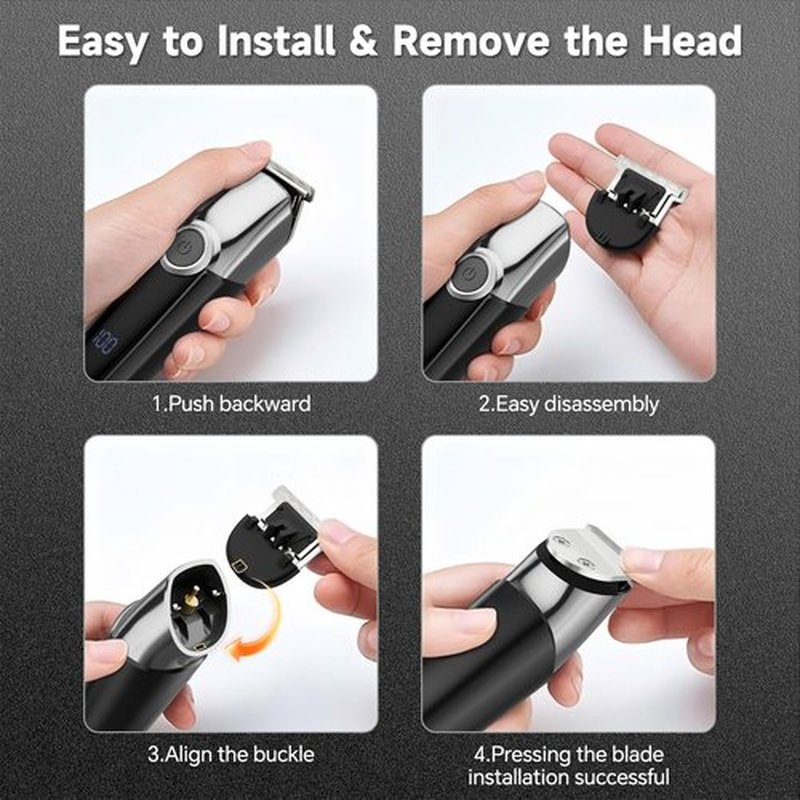 SilkGlow Beard Trimmer for Men, 5 in 1 Electric Razor for Men, Cordless Hair Clippers, Waterproof Grooming Kit for Shaving Face, Mustache, Body, Ear, Nose Hair Trimmer, Gift for Men, Black
