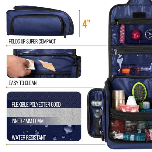 Skiennix Travel Toiletry Bag - Large Waterproof Organizer with 19 Compartments & XXL Swivel Hook | 10.6”x10.6”x3.2”