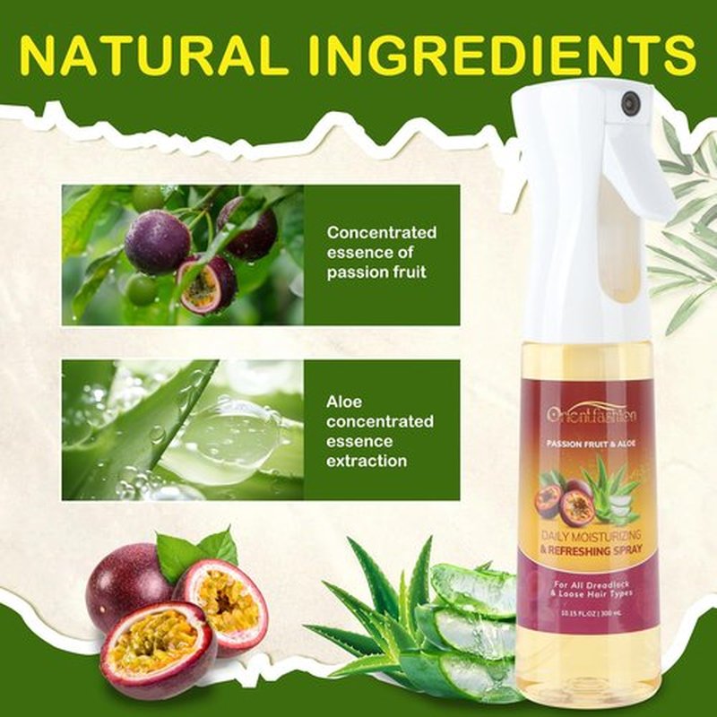 Orientfashion Moisturizing Refreshing Spray for Locs, Passion Fruit Hair Scalp Moisturizer Castor Oil - Natural Loc Care and Maintenance (10.00 Fl Oz, Passion Fruit)