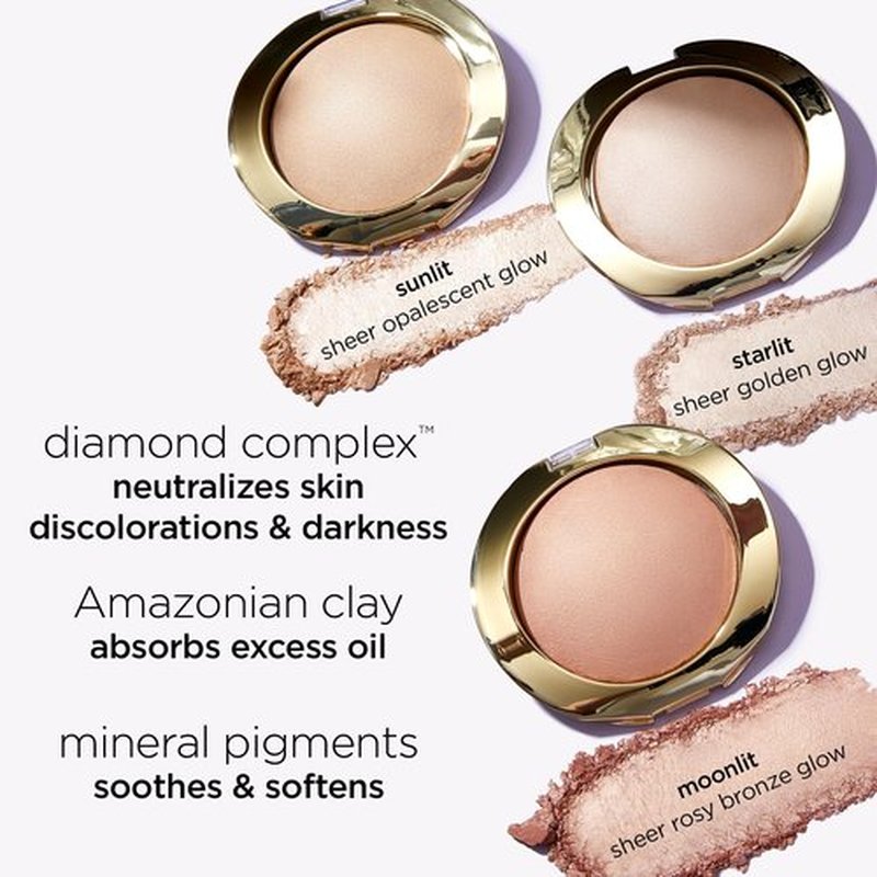 tarte shape tape glow powder – Buildable Highlighter with Mineral Pigments & Diamond Powder for a Natural Radiant Finish with Lightweight Luminous Shine, Vegan & Cruelty-Free, full size, starlit