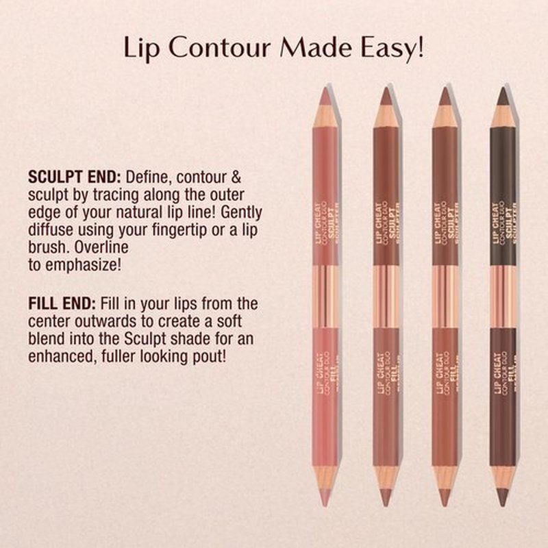 Charlotte Tilbury Lip Cheat Contour Duo - Dual-Sided Lip Liner Pencil to Sculpt & Fill for an Easy Contour Effect - Helps Prevent Lipstick Feathering - Fair