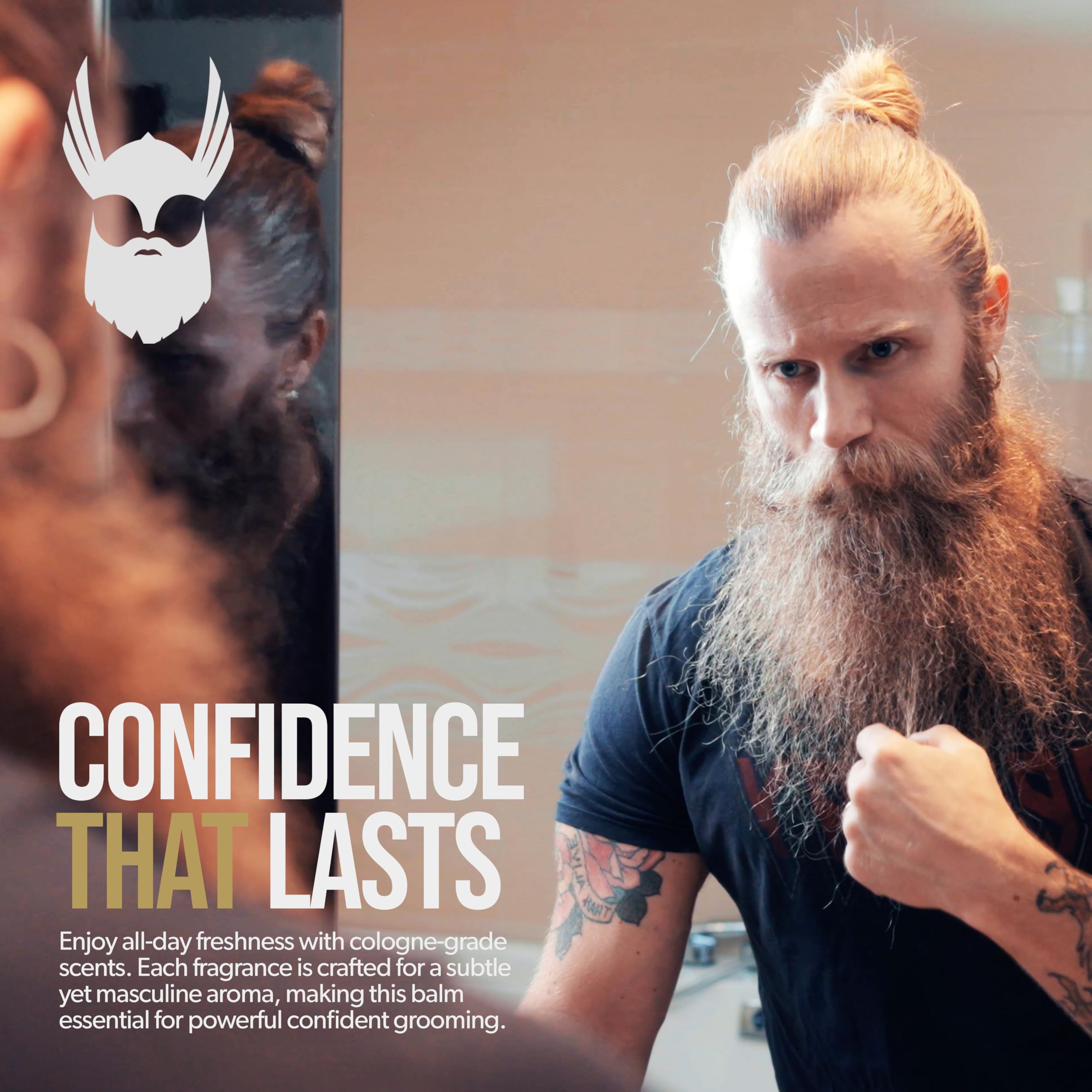 The Beard Struggle Warrior’s Beard Balm - Gold Collection, Valhalla's Gates - Non-Greasy Low-Hold Formula, Luxurious Cologne-Grade Fragrances 100% Natural and Plant-Based Ingredients - 50g