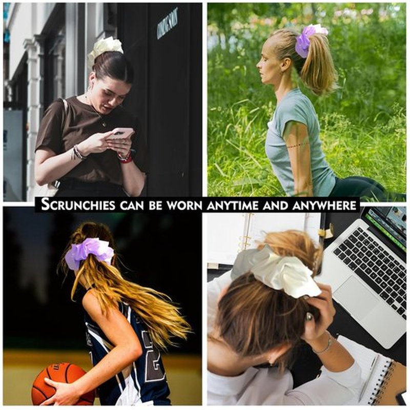 Minasuki 𝐎𝐯𝐞𝐫𝐬𝐢𝐳𝐞𝐝 𝐒𝐚𝐭𝐢𝐧 𝐒𝐜𝐫𝐮𝐧𝐜𝐡𝐢𝐞𝐬 - 16 Colors Large Jumbo Hair Scrunchies for Women Girls Giant Silk Hair Accessories Elastic Hair Ties Bands for Thick Hair Ponytail Holders
