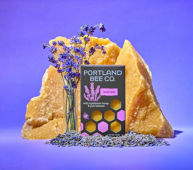 Portland Bee Co. All Natural Beeswax and Super Bloom Honey Bar Soap - Lavender