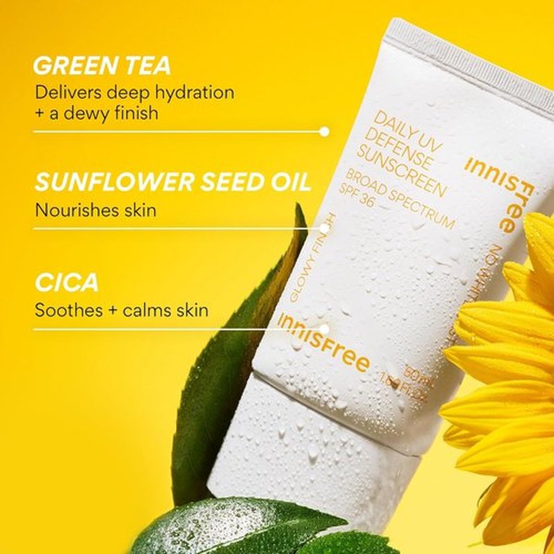 Innisfree Daily UV Defense SPF 36 Sunscreen - Lightweight, Hydrating, Invisible Finish | Broad Spectrum Protection