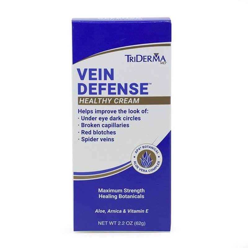 TriDerma Vein Defense Cream - 2.2 Ounces for Spider Veins & Under Eye Dark Circles Relief