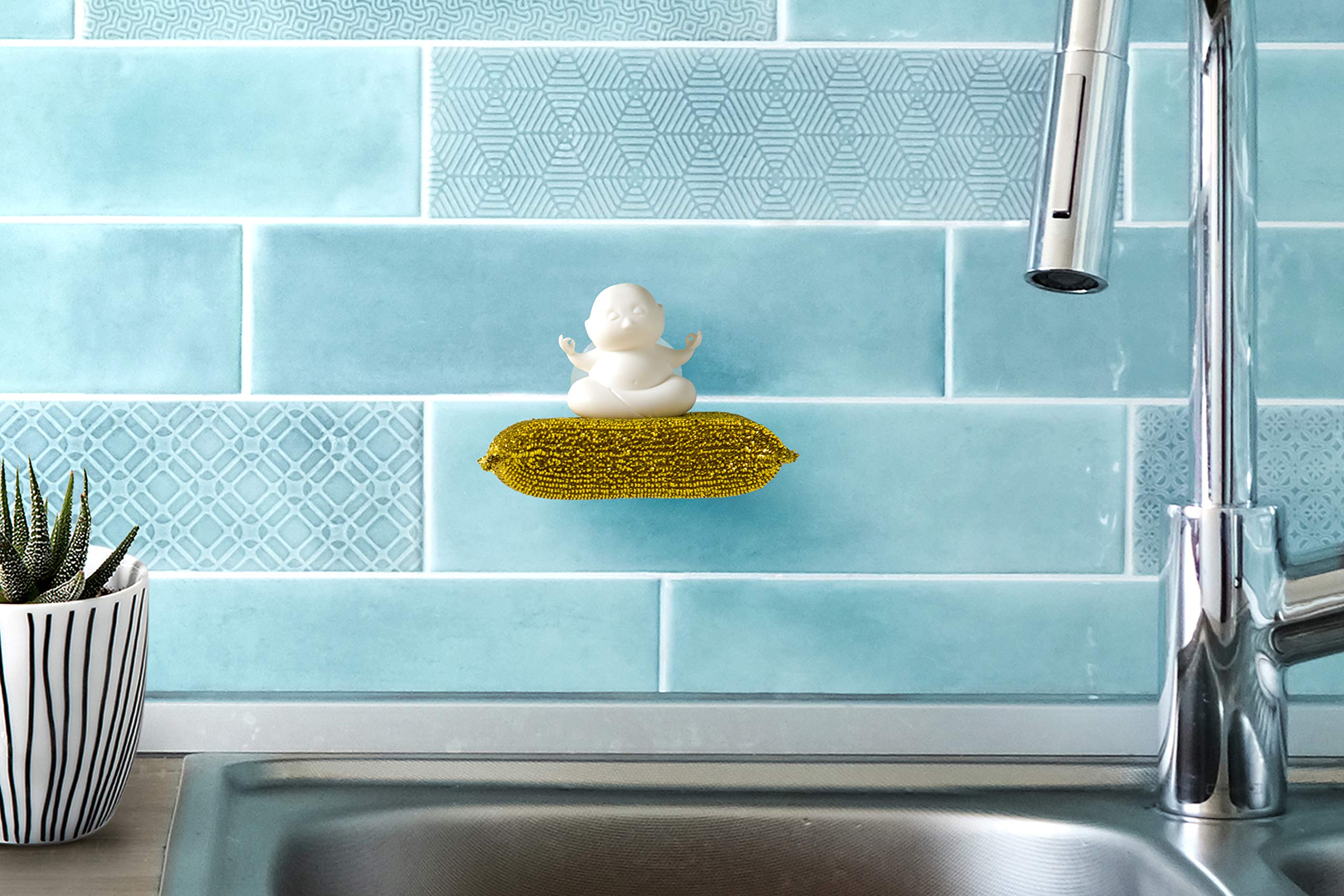 PELEG DESIGN Yogi Sponge Holder, Cute Plastic Sponge Holder for Kitchen Sink with Suction Cup,Dish Sponge Caddy Holder,Dries All Types of Sponges - Sponge Included