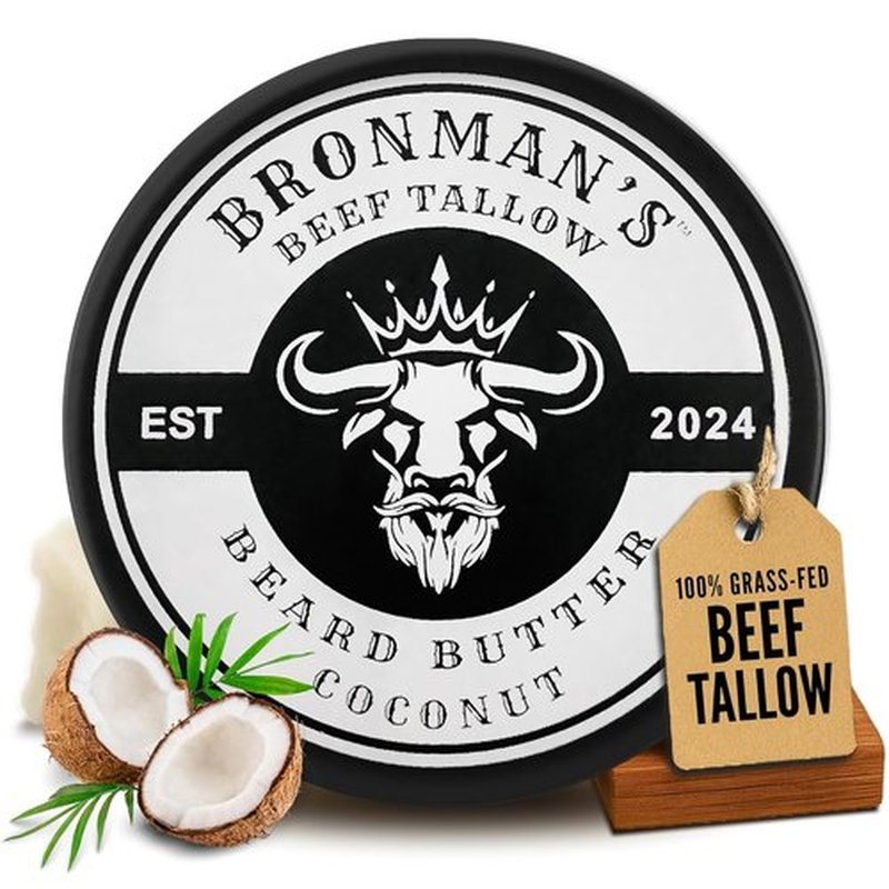Beef Tallow Beard Butter for Men - Hydrating Coconut Balm with Shea Butter - 4oz Deep Moisturizer