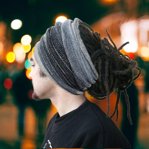 Nutty Natte 2PCS Handmade Wide Tube headwrap Headband for dreadlocks, braids or regular hair Knitted headband for Men and Women Hiking Gaiter Hair Wrap Headbands for Dreads (Yellow Black)