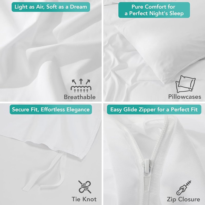 Utopia Bedding Duvet Cover Set - Soft Brushed Microfiber | 3-Piece Queen Set with Zipper Closure (White)