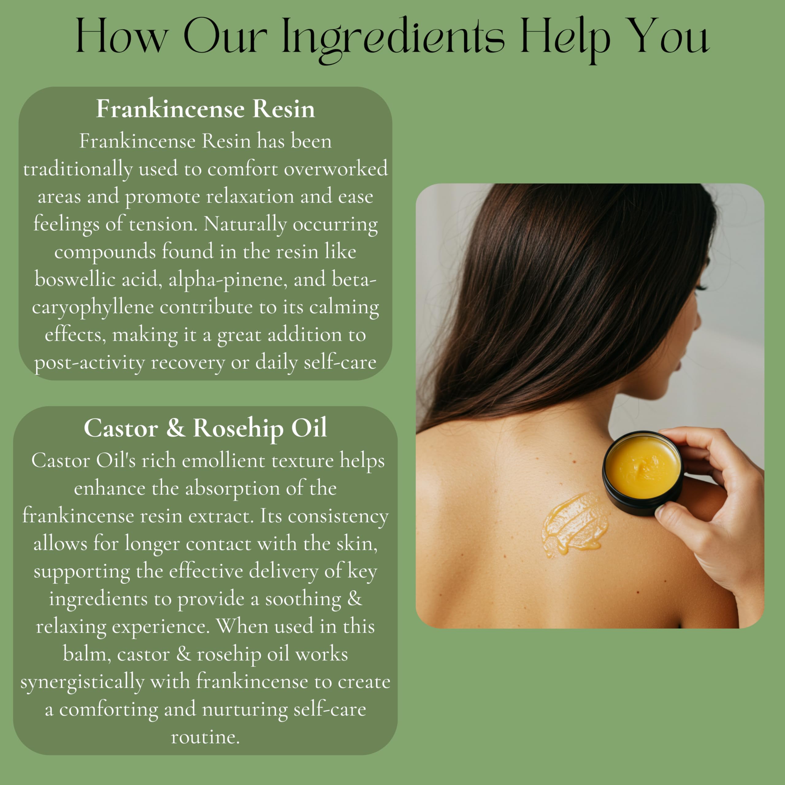 Beauty Glow Frankincense Resin Infused Balm Organic Castor & Rosehip Oils Frankincense Moisturizer Miracle Rub for Muscles & Joints Dry Sensitive Skin, Body, Hands & Face Natural Skin Care