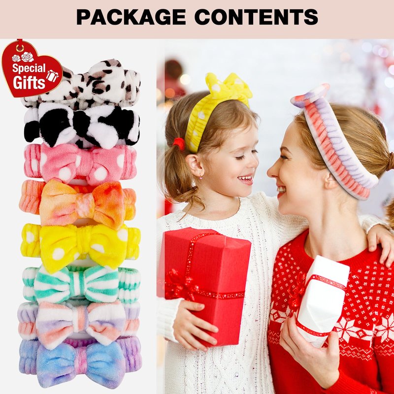 YOOVR 8pcs Spa Headband, Easter Basket Stuffers, Bulk Easter Mothers Day Gifts, Stocking Stuffers for Teen Girls Women, Skincare Makeup Face Wash Headband, Goodie Bags Gift Baskets Party Favors