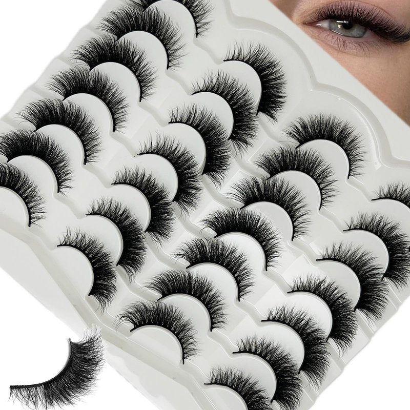 VOCOAK Cat Eye Lashes Natural Look Wispy Short Fluffy Fox Eye Lashes Strip Soft C Curl Natural Faux Mink Cateye Lash Strips Fake Eyelashes Bulk 14 Pairs
