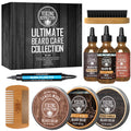Viking Revolution 3 Pack Ultimate Beard Care Collection - Each Pack Includes 3 Beard Oils (3 X 0.5 FL OZ), 3 Balms (3 X 0.5 OZ), Brush, Wooden Comb & Filling Pen. Soften, Condition & Style