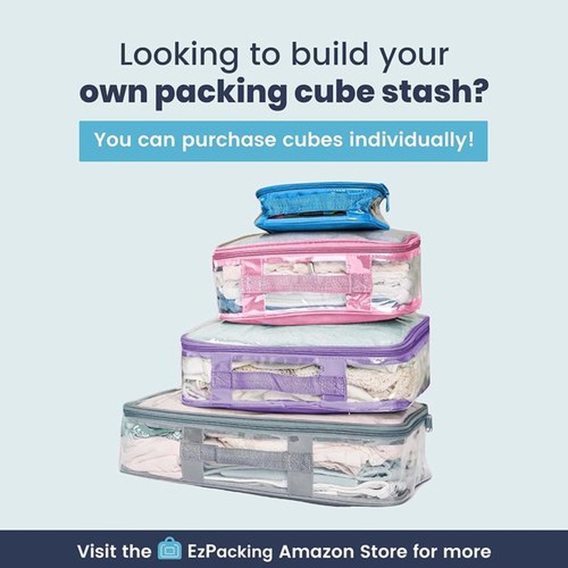 Clear Packing Cubes by [Brand Name] - Set of 4 Premium PVC Storage Bags for 7-10 Days of Clothes