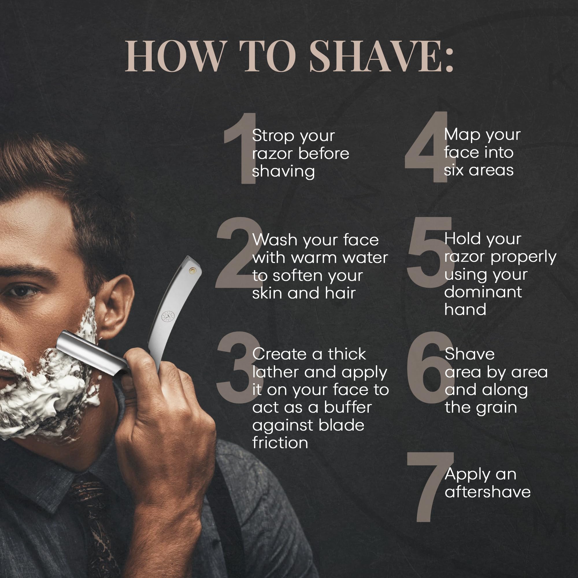 Naked Armor Merlin Straight Razor Kit, Straight Razor Shaving Kit for Men with Japanese Stainless Steel 7/8 Blade, Leather Strop, Shave Soap, Shaving Brush, Strop Paste, Leather Case, Gift Box, Silver