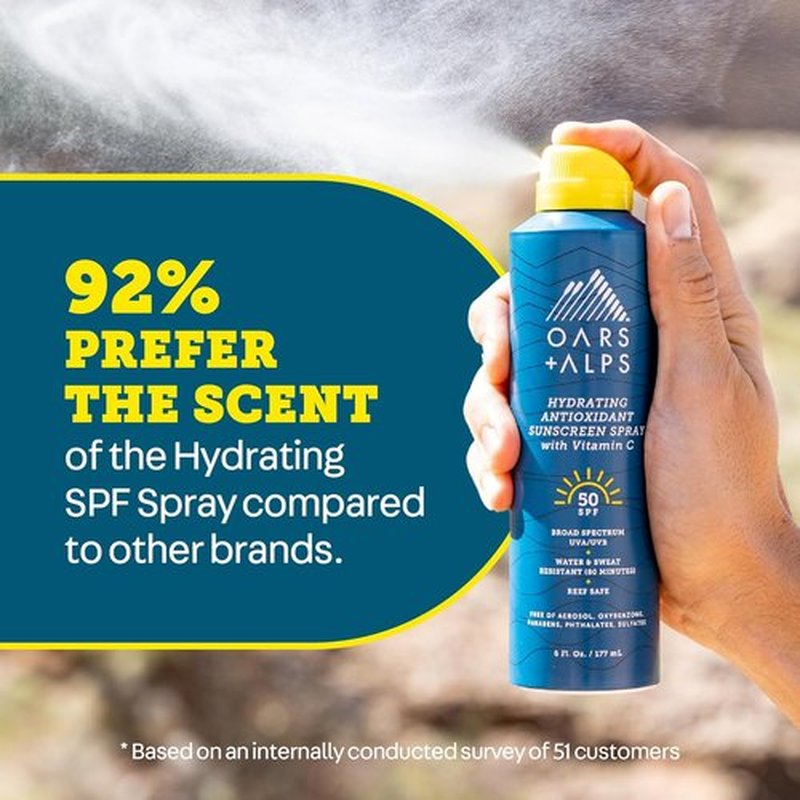 Oars + Alps SPF 50 Sunscreen Spray - Fast-Absorbing, Lightweight & Non-Greasy | 6 Oz, 2 Pack, Reef Safe