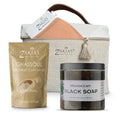 Zakia's Ultimate Moroccan Bath & Shower Set - 100% natural Moroccan "Beldi" Black Soap (Original Formula), Body Scrub, Pure & Natural, Purifying, Cleansing, exfoliating for Hammam Ritual