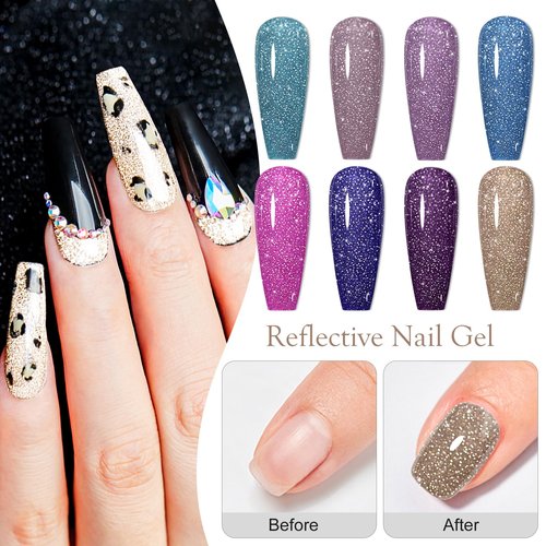MTSSII Gel Nail Polish Diamond Nail Polish Set Glitter Gel Nail Polish Kit with Gift Box (Diamond-5, 8PCS)