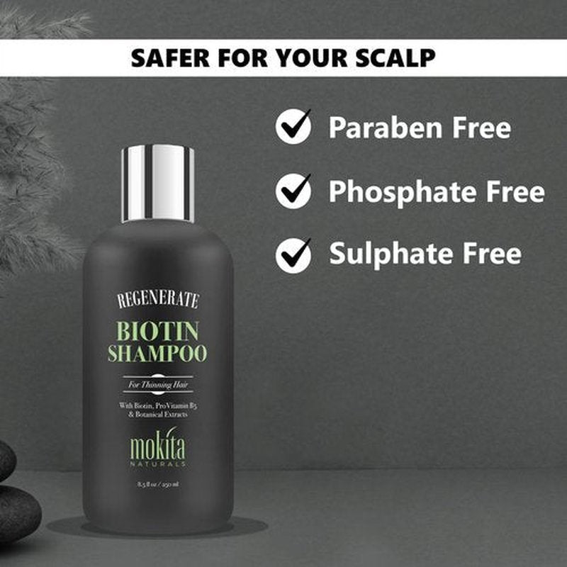 Mokita Naturals Hair Volumizing and Regrowth Shampoo for Thinning Hair, Sulfate-Free & Vegan-Friendly, 8.5 Ounces