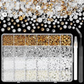 9000 Pcs Gold Silver Flatback Pearls for Crafting, Half Round Nail Gems, 2-8 mm White Beige Beads for DIY Jewelry Face Makeup With Pickup Pencil Tweezer