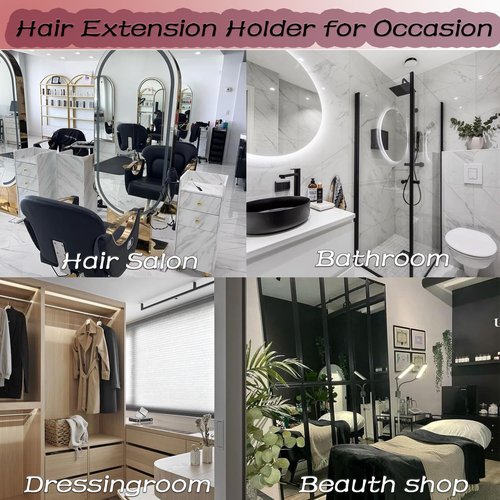 Fehoka Hair Extension Holder holder for Washing,Styling, Packing and Storing,Hair Extension Holder holder for salons,bathrooms, beauty shops, cloakrooms.4 quick&easy Installation Modes With Tool.