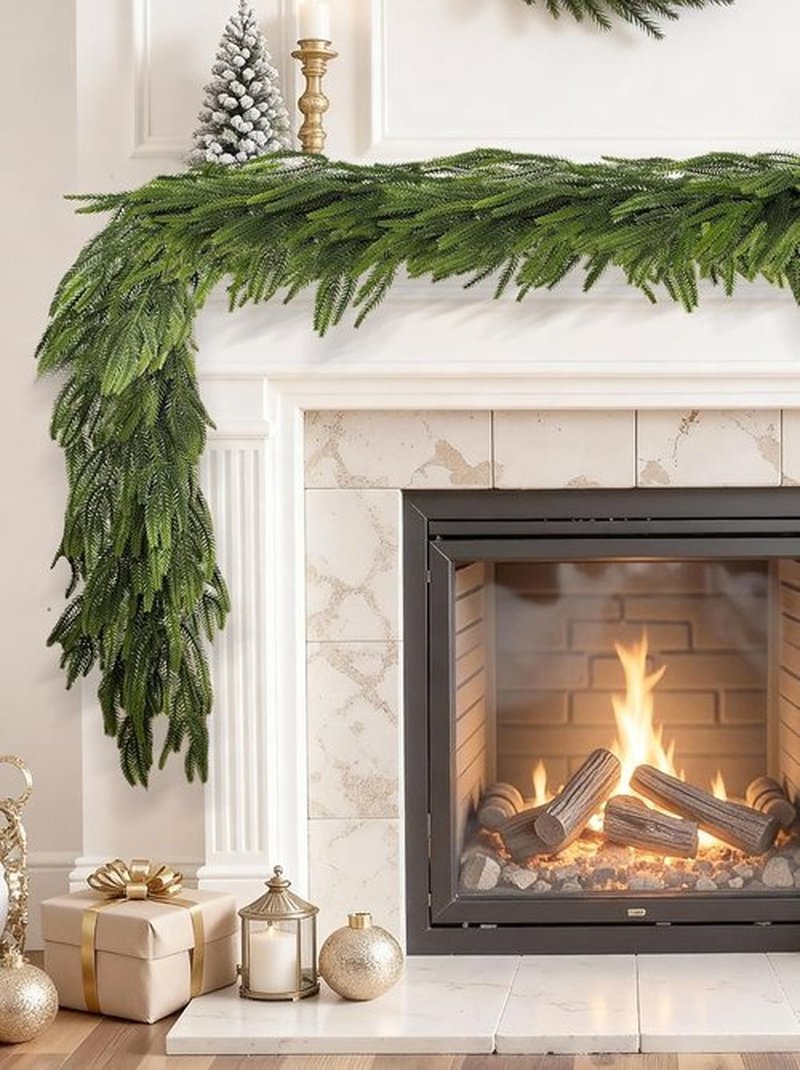 Norfolk Pine Garland - Realistic 6 Ft Christmas Decorations for Mantle, Table, Stairs & More