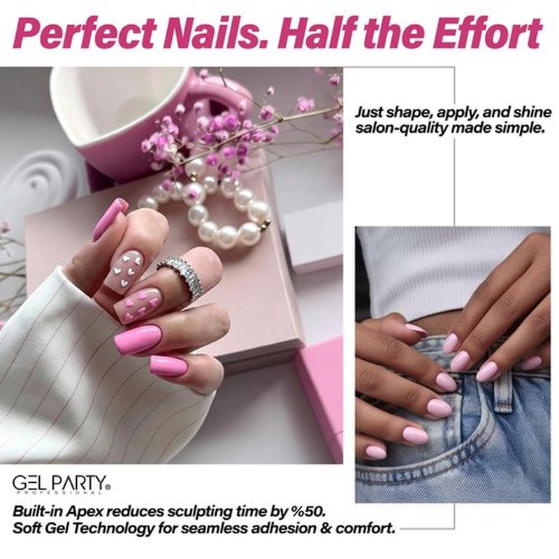 GELPARTY Soft Gel Half Cover Nail Tips - 240pcs Pre-Buffed Matte French Tips - No Filing Needed - Clear False Nails for Acrylic & Gel Extensions (12 Sizes)