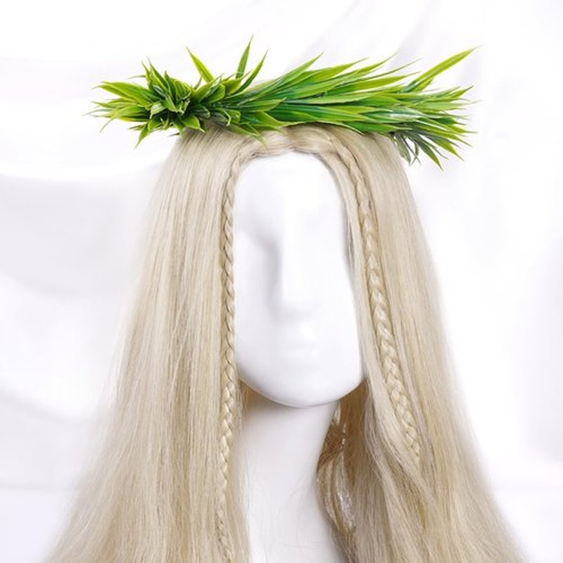 KorViSHOW Hawaiian Leaf Lei Crown Headband - Artificial Tropical Green Leaves Headpiece for Girls Women Hawaii Decor Beach Luau Party Costume Accessories