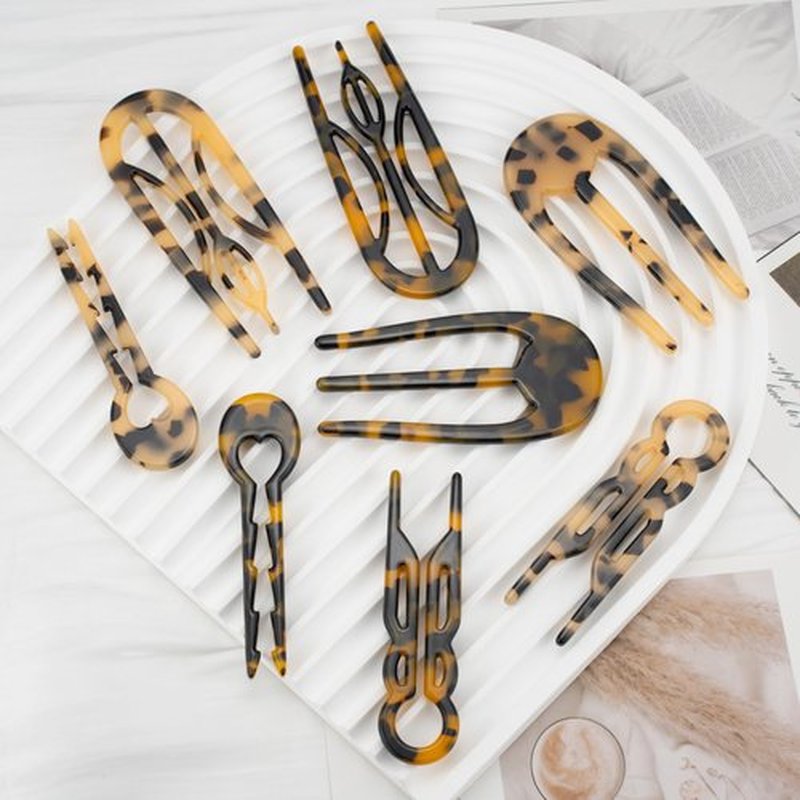 COZYISLE 8-Piece French Tortoiseshell Hair Pins for Women - Premium Cellulose Acetate Hair Clips for Thick Hair, Cute Cutout Hair Accessories for Updos, Buns & Daily Styling
