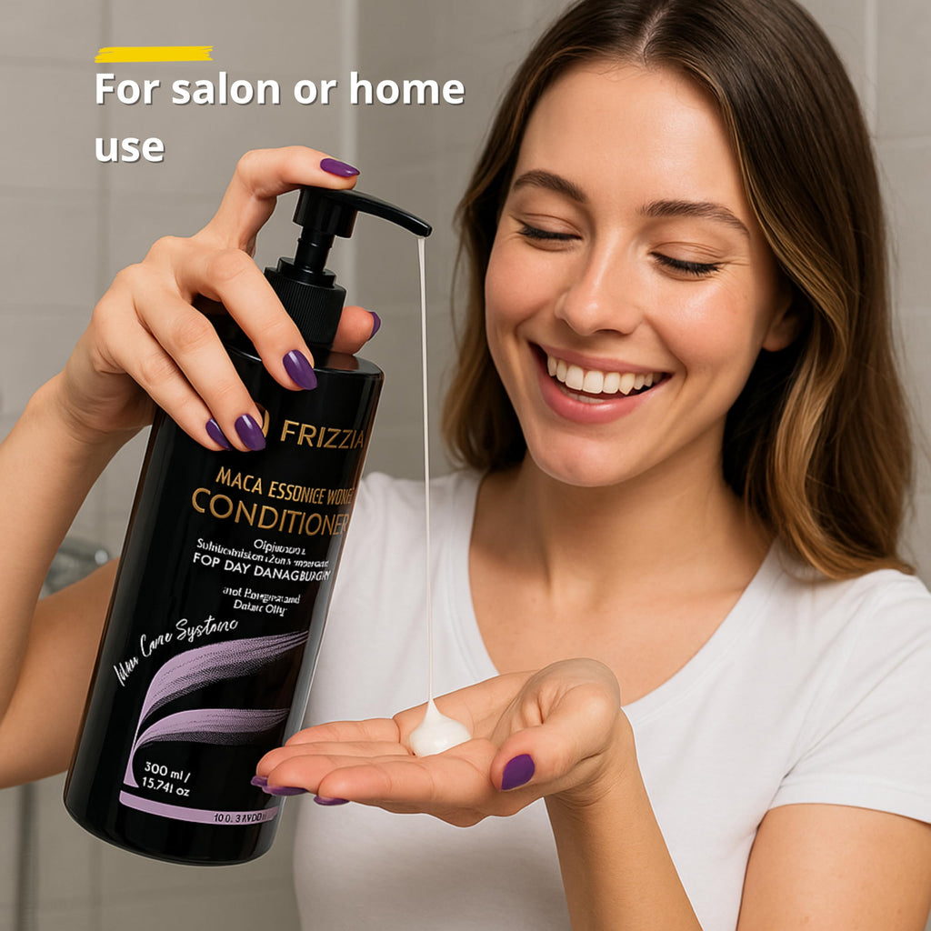 Frizzia PROFESSIONAL Conditioner with Maca, Argan and Vegetable Collagen | Repairs and Strengthens Damaged Hair | Opens Cuticles, Softens and Nourishes All Hair Types | 500ml