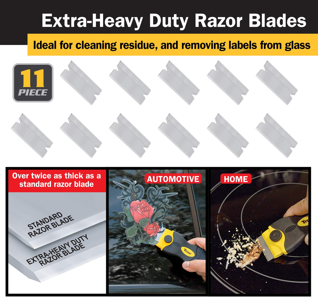 Titan Tools 17013 4-Inch Mini Razor Scraper with (10) Non-Marring Plastic Blades and (11) #20 Steel Blades