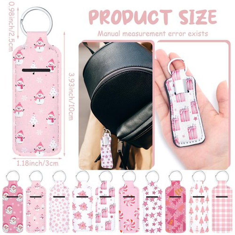 Ctosree 40 Pcs Christmas Theme Lipstick Holder with Portable Clip on Lip Gloss Sleeve Pouch Lipstick Holder Pocket Lip Balm Holder for Xmas Employee Gifts Coworker Nurse Teachers (Sweet Pattern)