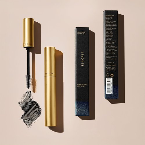 SEACRET Non-Smudge Tubing Mascara - Dead Sea Mineral Infused, Flake-Free All-Day Wear, Removes with Warm Water, Ophthalmologist Tested, Vegan Black Mascara 0.28 oz
