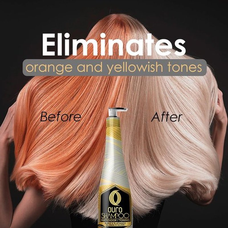 OURO Shampoo Toning Nuance Blonde Silver Hair Treatment | Champu Matizador Para Cabellos Rubio y Platinado 33.8unces-1000mililiter